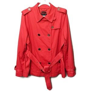 Jones New York Stretch Red Short Trench Coat Medium